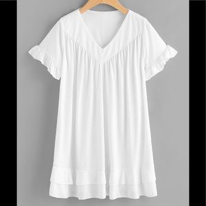 White V-neck Tee Dress